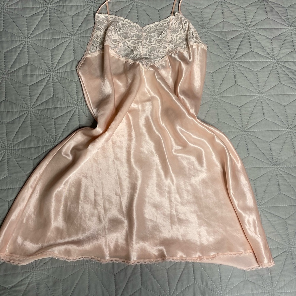 Blush pink nightgown with lace details